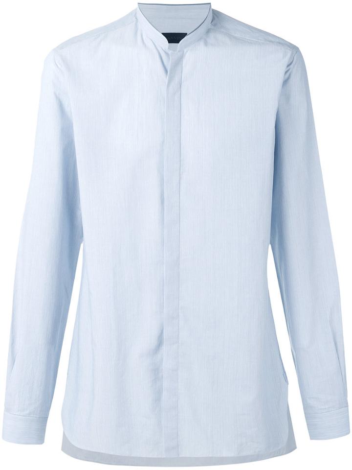 Lanvin Mandarin Collar Shirt, Men's, Size: 38, Blue, Cotton