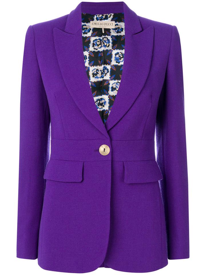 Emilio Pucci Longline Button-embellished Blazer - Pink & Purple