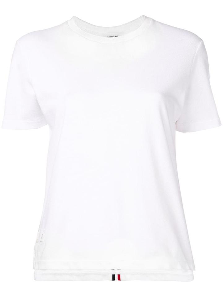 Thom Browne Stripe Relaxed Fit Piqué Tee - White