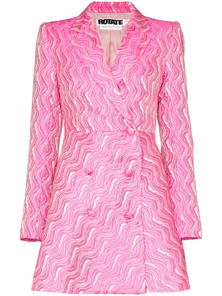 Rotate Jacquard Double-breasted Blazer Dress - Pink