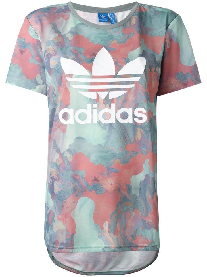 Adidas Camouflage Trefoil Boyfriend-fit T-shirt, Women's, Size: 40, Polyester
