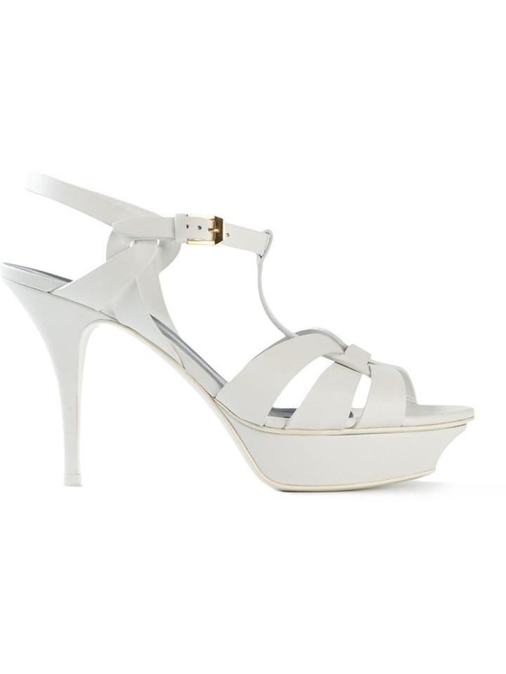 Saint Laurent Tribute Sandals, Women's, Size: 37.5, White, Leather