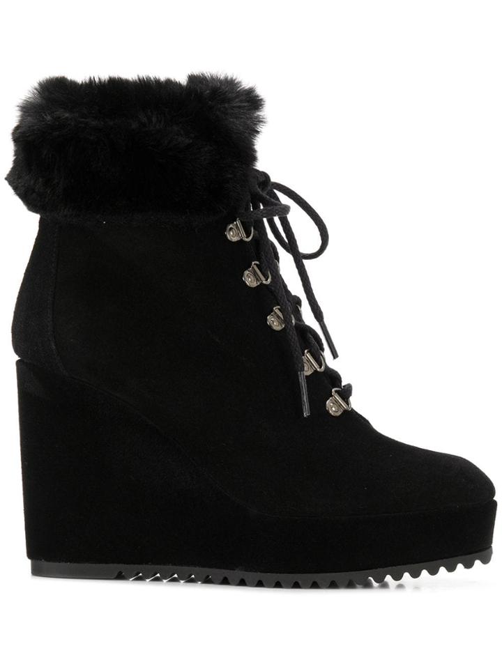 Castañer Lace-up Wedge Boots - Black