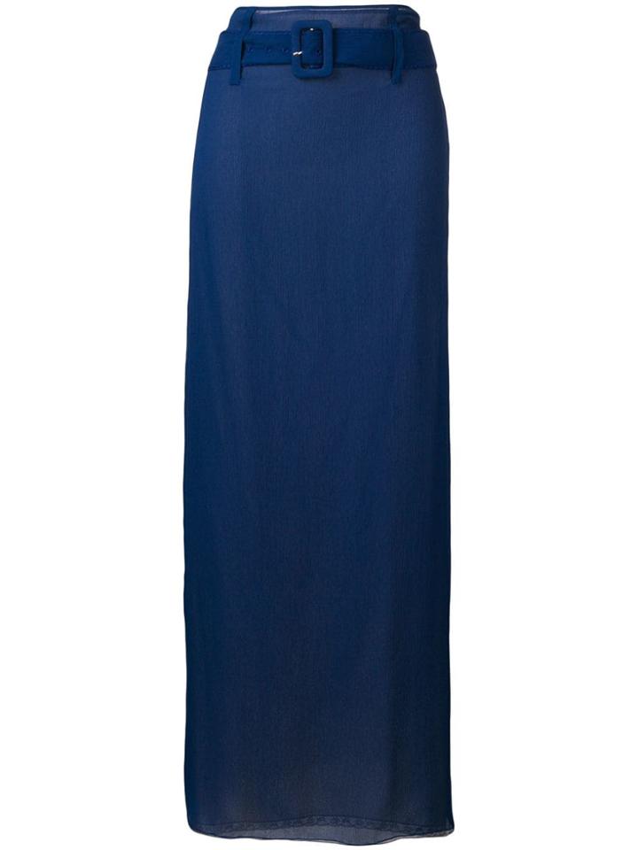 Prada Belted Maxi Skirt - Blue