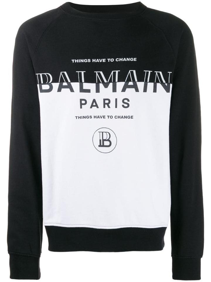 Balmain Dual-tone Logo Sweatshirt - White
