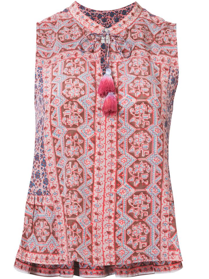 Sea Sleeveless Top With Tassel, Women's, Size: 4, Red, Silk