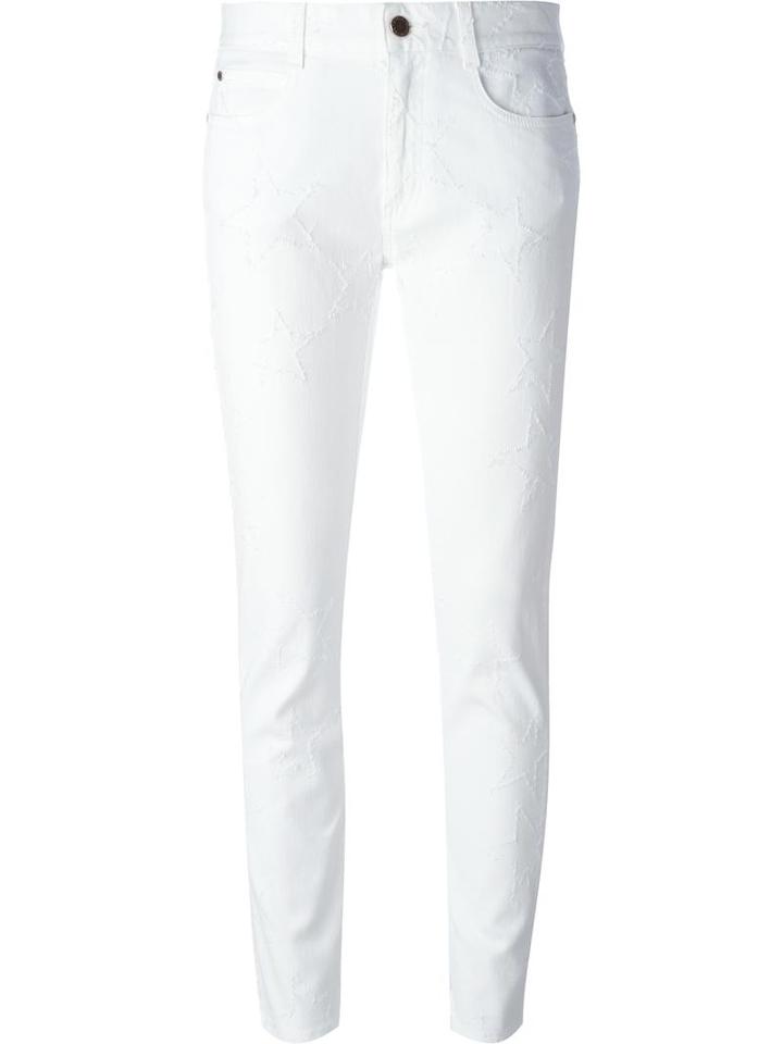 Stella Mccartney Star Stitch Embroidery Jeans, Women's, Size: 27, White, Cotton/spandex/elastane/silk