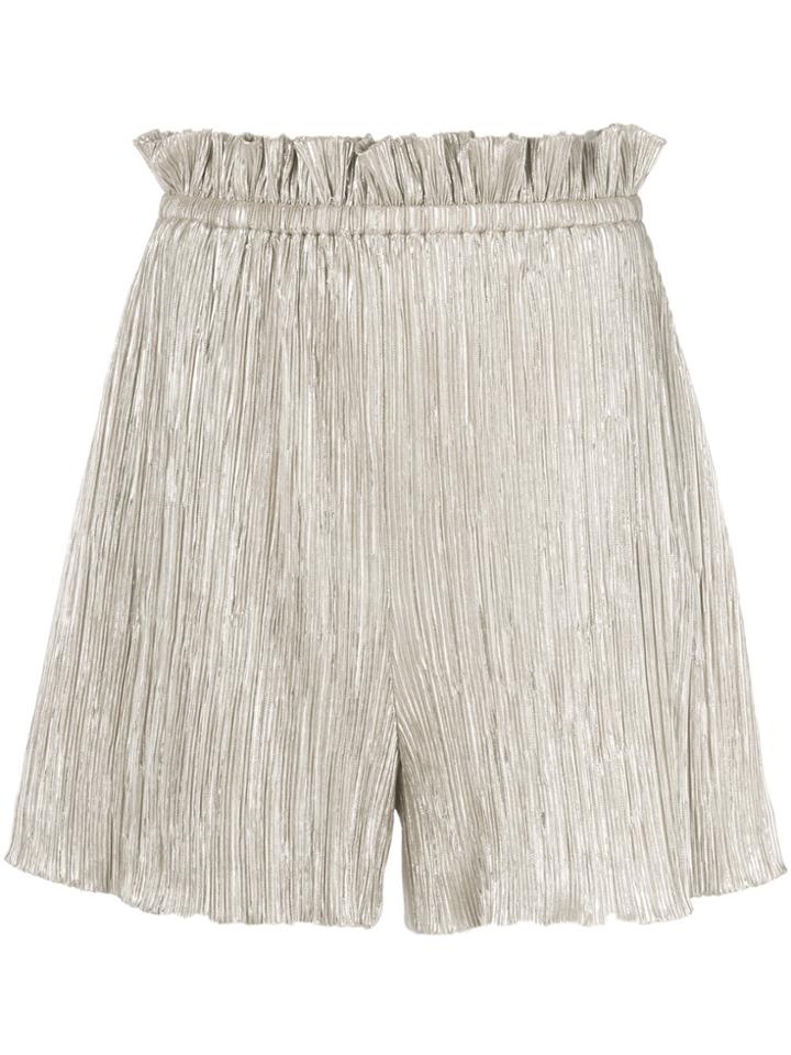 Maison Père High-waist Pleated Shorts - Metallic