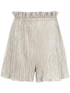 Maison Père High-waist Pleated Shorts - Metallic