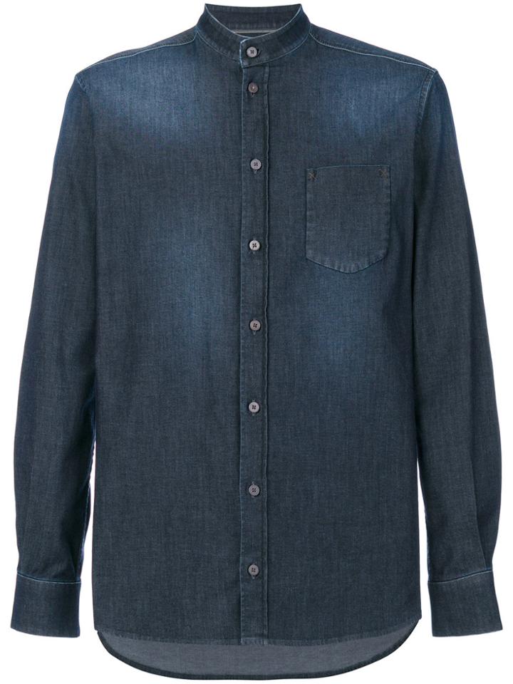 Weber + Weber Mandarin Collar Denim Shirt - Blue
