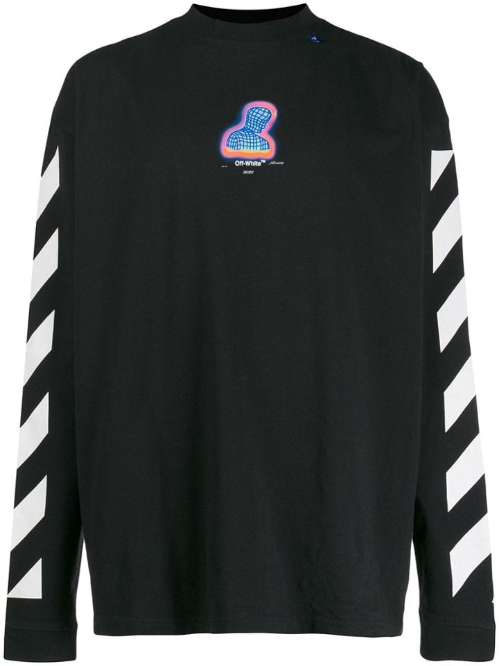 Off-white Diagonal Striped Long-sleeve Tee - Black