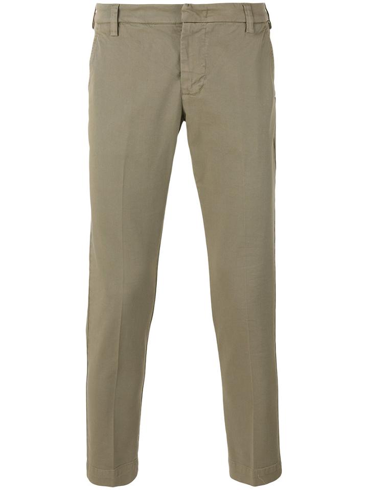 Entre Amis Slim Fit Trousers, Men's, Size: 35, Green, Cotton/spandex/elastane