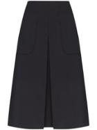 Low Classic Mid-rise Pocketed Woollen Midi Skirt - Blue