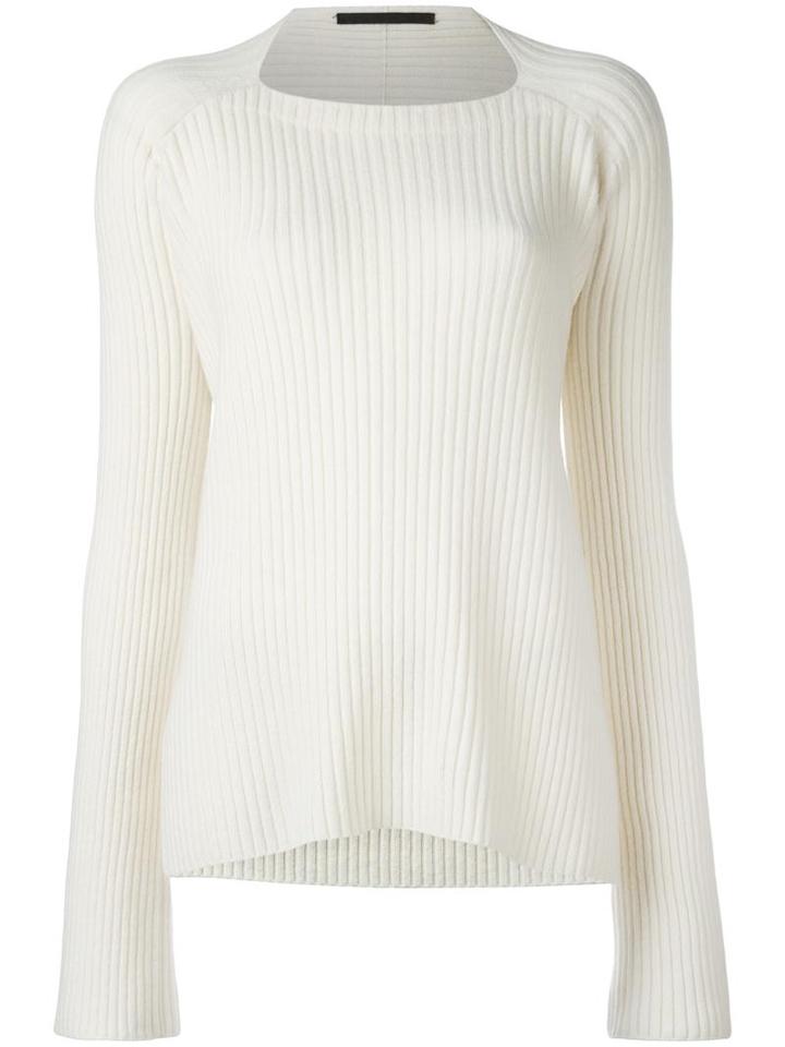Haider Ackermann Ribbed Detail Jumper, Women's, Size: Xs, White, Wool/cashmere