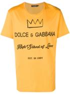 Dolce & Gabbana Crown Slogan Print T-shirt - Yellow & Orange