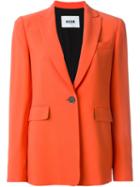 Msgm One Button Blazer, Women's, Size: 42, Yellow/orange, Acetate/viscose/polyester
