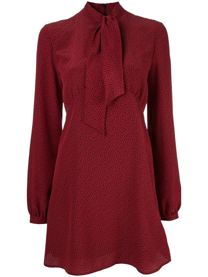 Saint Laurent Pussybow Printed Dress - Red