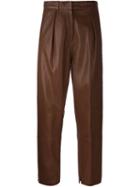 Federica Tosi Leather Trousers, Women's, Size: Small, Brown, Leather