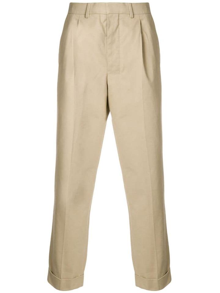 Ami Paris Pleated Carrot Fit Trousers - Neutrals