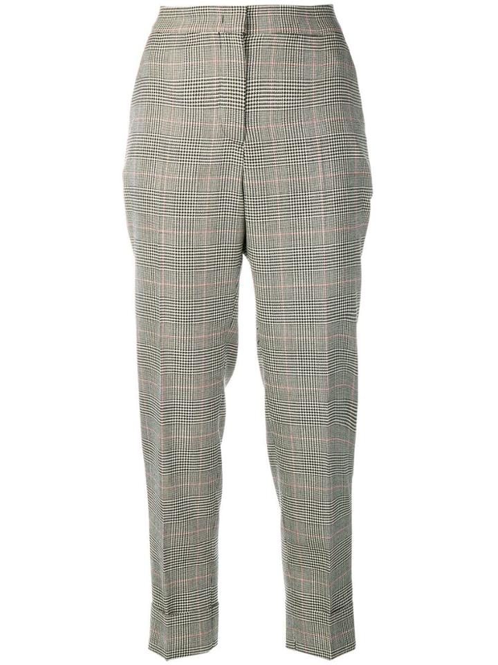 Pt01 Cropped Plaid Trousers - Black