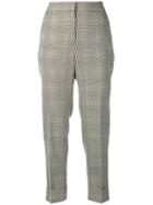 Pt01 Cropped Plaid Trousers - Black