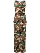 P.a.r.o.s.h. Simetic Camouflage Jumpsuit - Brown