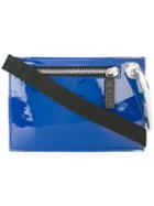 Msgm Metallic Handle Clutch, Women's, Blue, Leather/polyamide/polyurethane