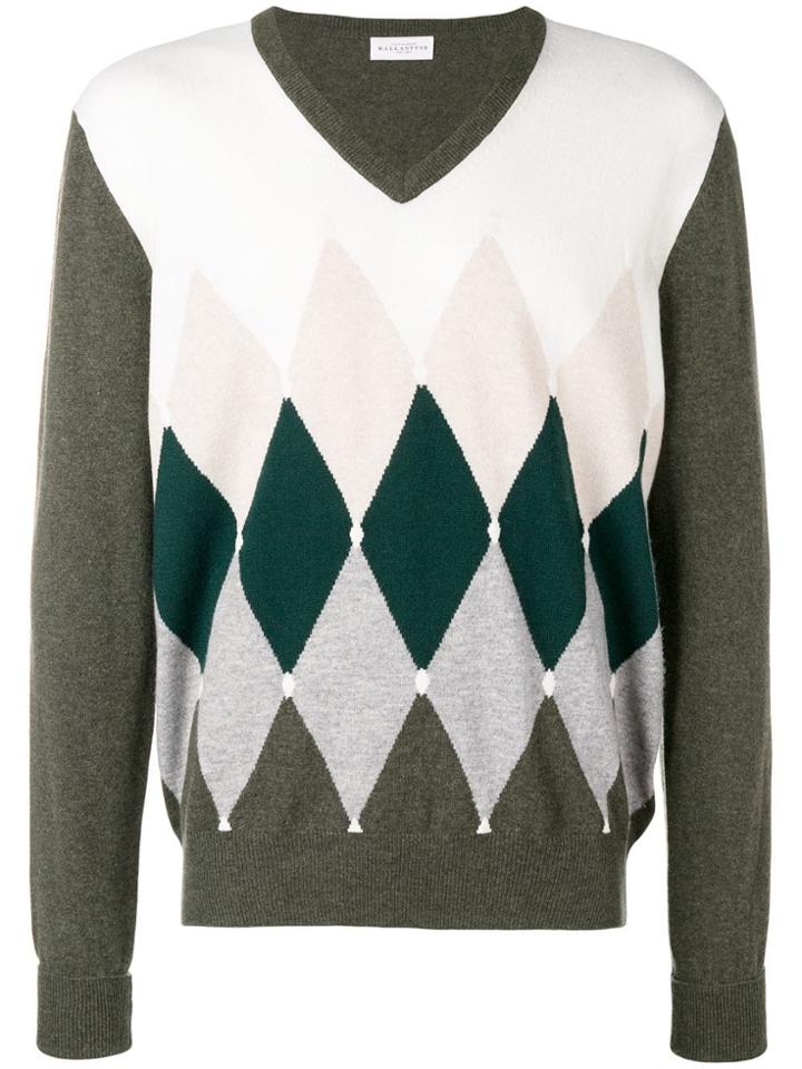 Ballantyne Diamond Instarsia Sweater - Green