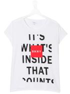 Dkny Kids Teen Slogan Printed T-shirt - White
