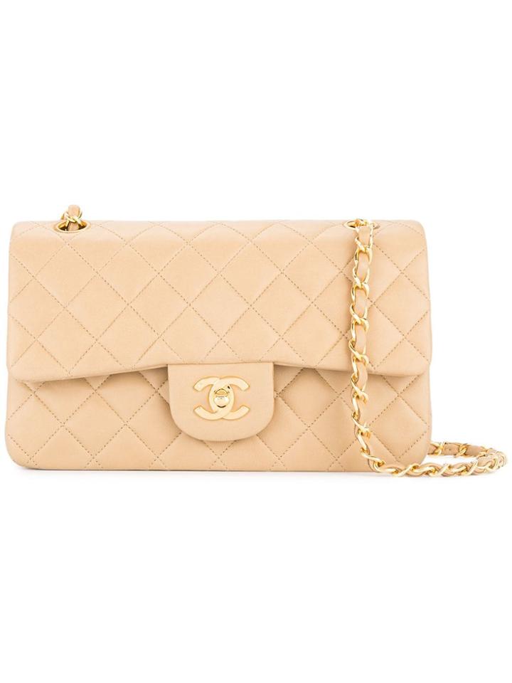Chanel Vintage Quilted Double Flap Chain Shoulder Bag - Brown
