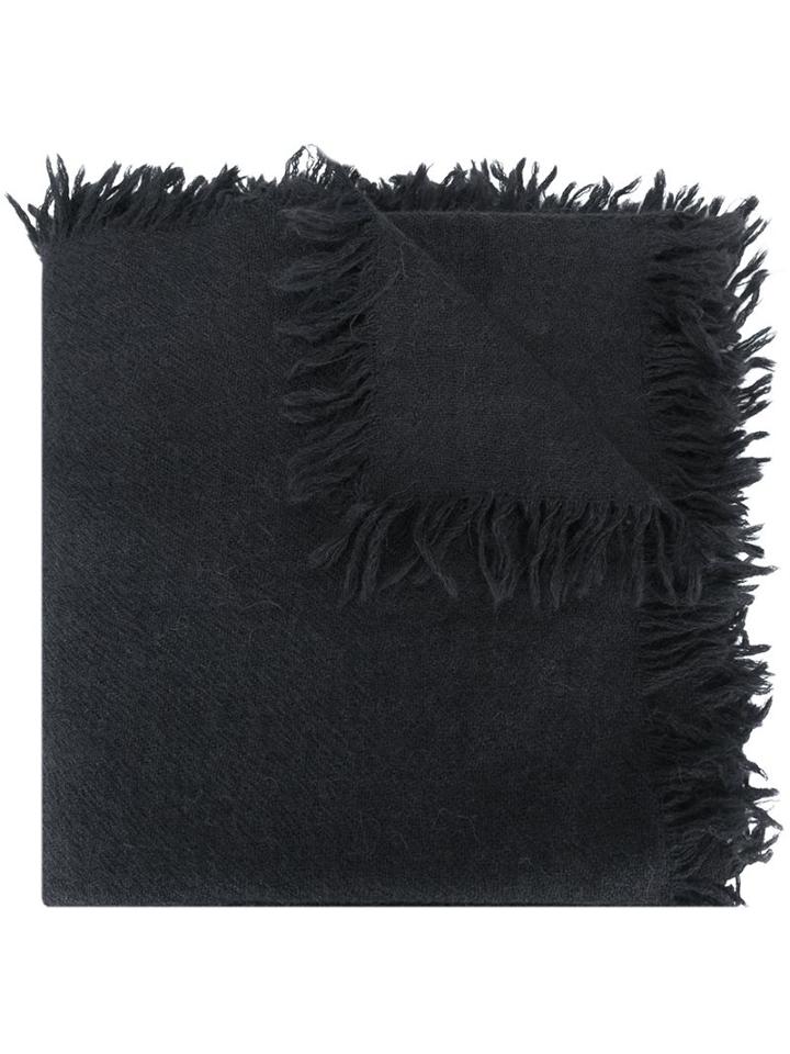 Rick Owens Fringed Scarf, Men's, Black, Alpaca