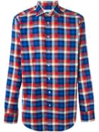 Etro Plaid Button Down Shirt, Men's, Size: 41, Blue, Cotton