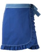 Flow The Label - Denim Wrap Skirt - Women - Cotton/polyester/polyurethane - L, Blue, Cotton/polyester/polyurethane