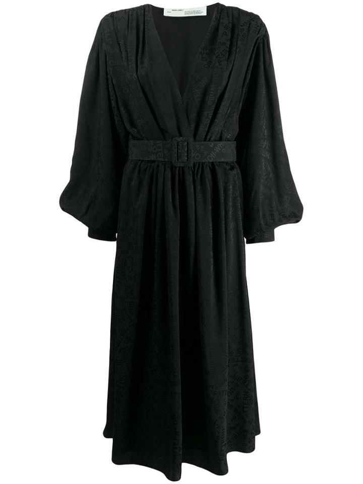 Off-white Allover Logo Wrap Dress - Black