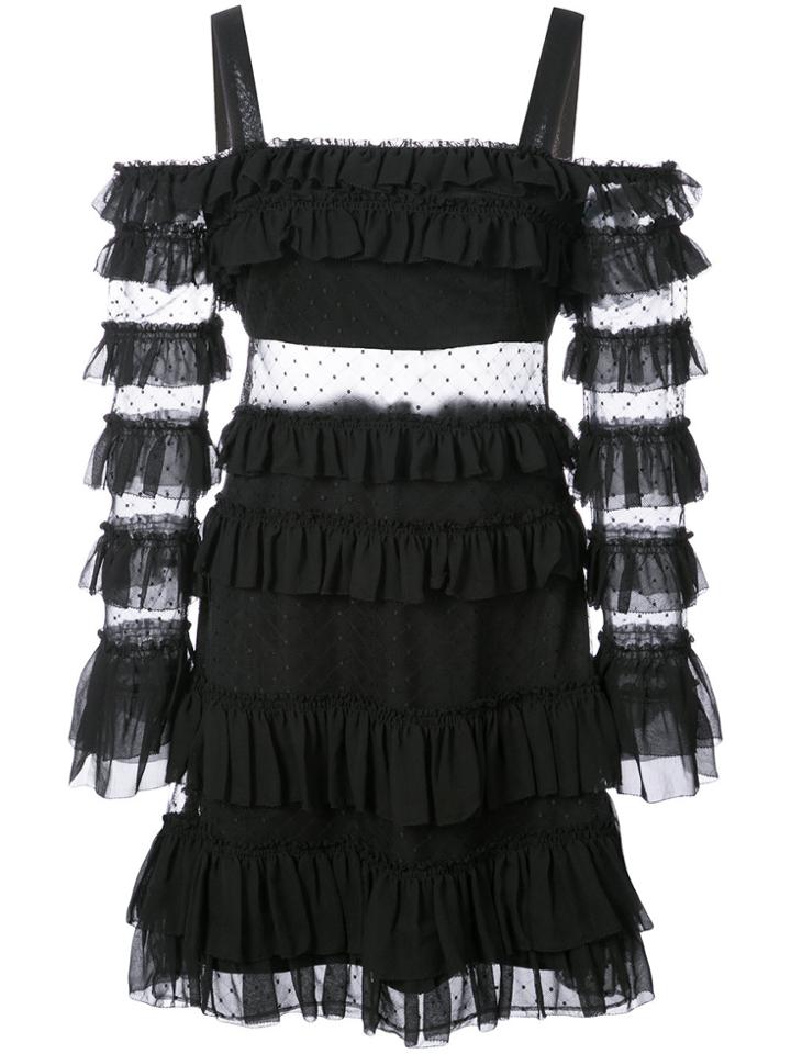 Alexis Cut-detail Flared Dress - Black