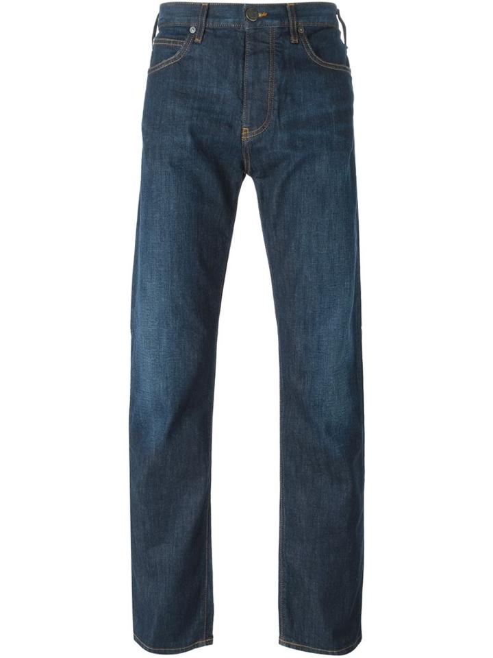 Armani Jeans Straight Leg Jeans, Men's, Size: 32/34, Blue, Cotton/spandex/elastane