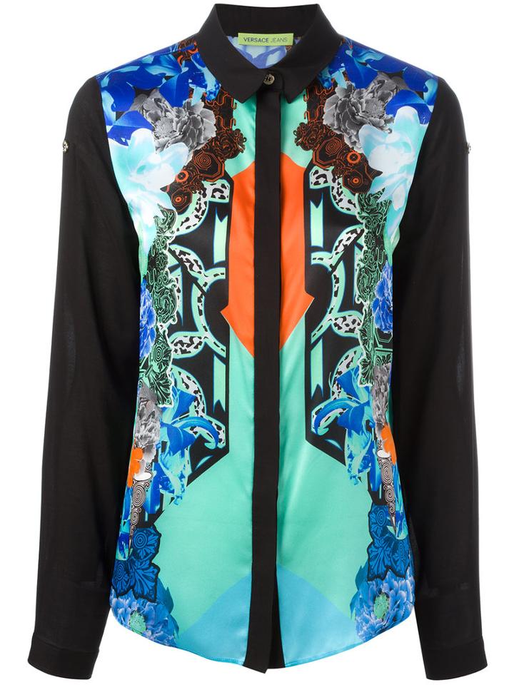 Versace Jeans Printed Panel Shirt, Women's, Size: 44, Viscose/silk