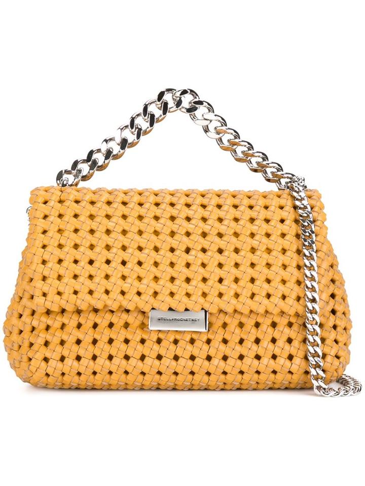 Stella Mccartney Mini 'becks' Weaved Shoulder Bag, Women's, Yellow/orange
