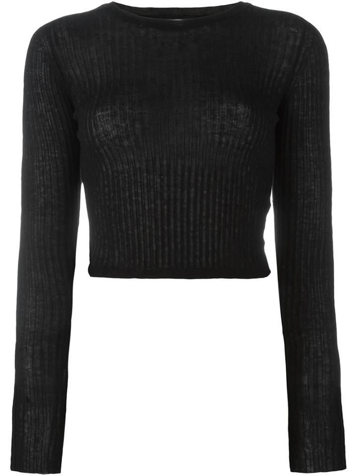 Forte Forte Semi Sheer Ribbed Slim Fit Cropped Jumper