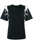 Facetasm Cut-out String T-shirt, Size: 2, Black, Cotton