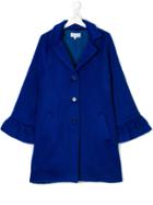 Simonetta Teen Ruffle Detail Coat - Blue