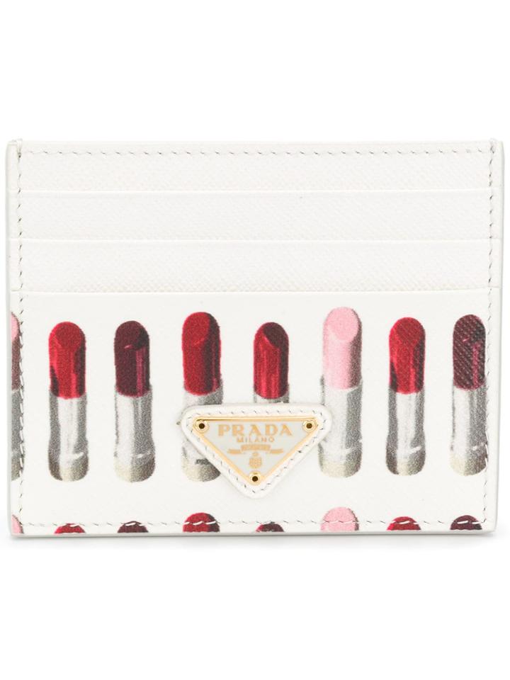 Prada Printed Cardholder - White