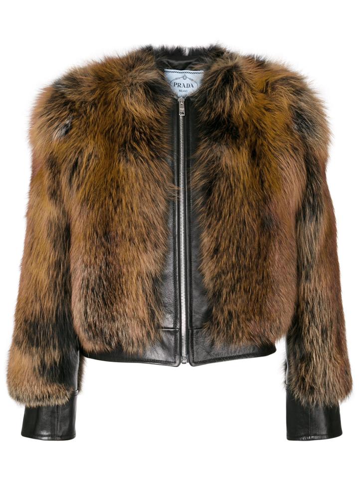 Prada Cropped Zip-up Jacket - Brown