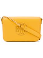 Tory Burch Logo Stamp Shoulder Bag, Women's, Yellow/orange, Leather