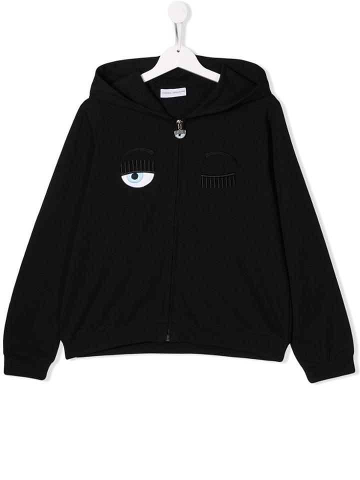 Chiara Ferragni Kids Flierting Hooded Jacket - Black