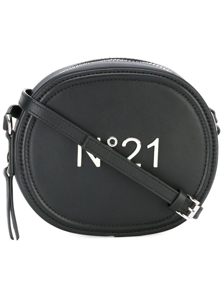 No21 Logo Plaque Shoulder Bag, Women's, Black, Leather