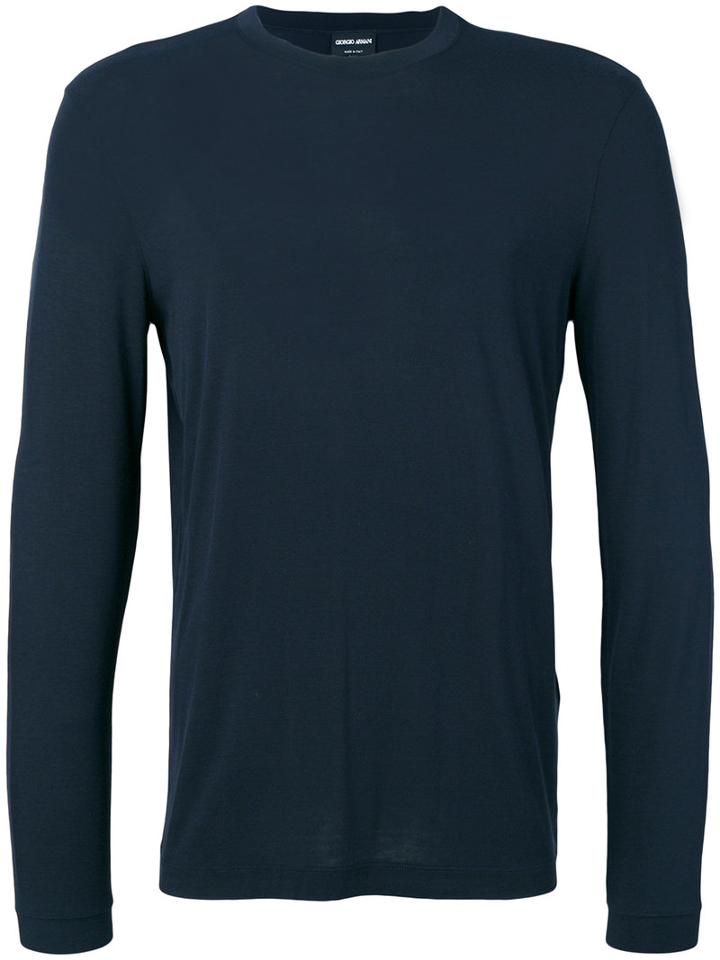 Giorgio Armani - Long Sleeve T-shirt - Men - Spandex/elastane/viscose - 52, Blue, Spandex/elastane/viscose