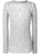 Ermanno Scervino Aran Knit Sweater, Men's, Size: 48, Grey, Polyamide/mohair/wool
