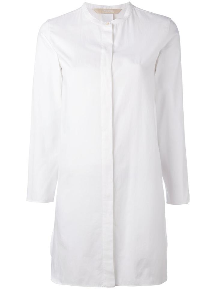's Max Mara Mandarin Neck Elongated Shirt, Women's, Size: 40, White, Cotton