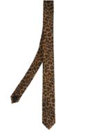 Saint Laurent Leopard Print Skinny Tie